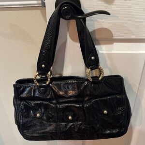 ANTONIO MELANI Black Shoulder Bag with Gold Accents